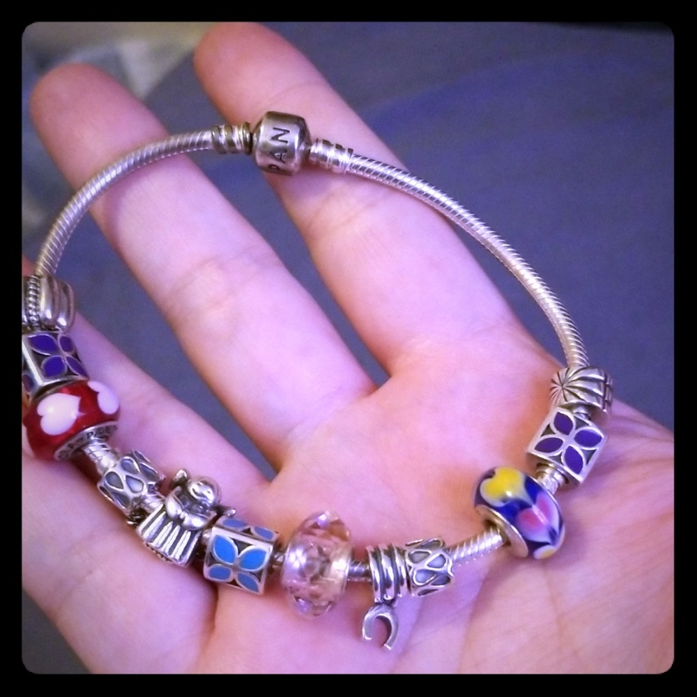 Pandora Charm Braclet and 10 charms